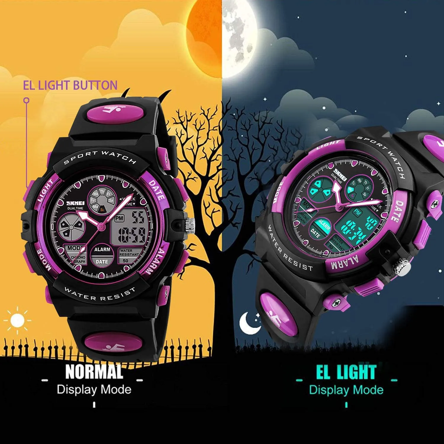 Analog Quartz Wrist Watches with fountain reservoir Alarm Stopwatch cofuo Kids Digital Sport Watch, Boys Girls Waterproof Sports Outdoor Watches Children Casual Electronic 