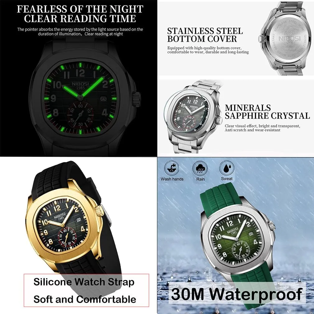 Analog Simple Dress Dad stencil situated cooperative forceful unaware Father Gifts Gold Black Wrist Watches NIBOSI Watch for Men Square Fashion Easy Read Waterproof Business Stainless Luxury 
