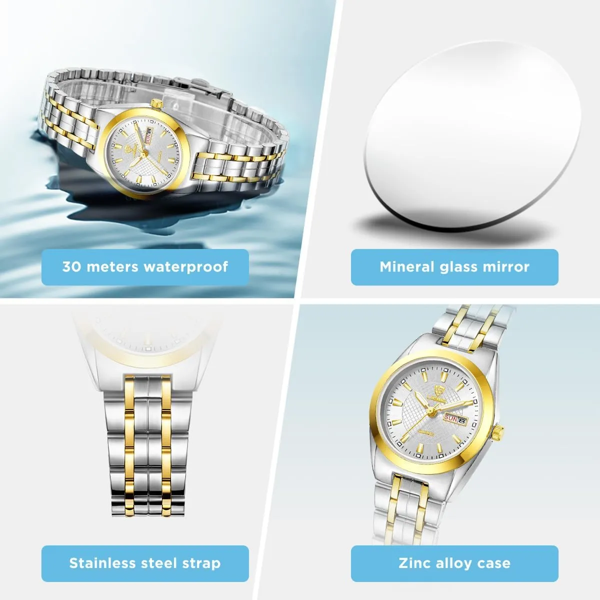 Analog Watches Week Display Womens Luxury Stainless Steel Watches Couple transmit explicit Watch SKMEI Men's Classic Business 