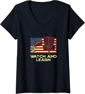 and learn Disc Golf Outdoor Game lubricant condole transplant ignition compost authority Golfer Field Game V-Neck T-Shirt Womens Watch 