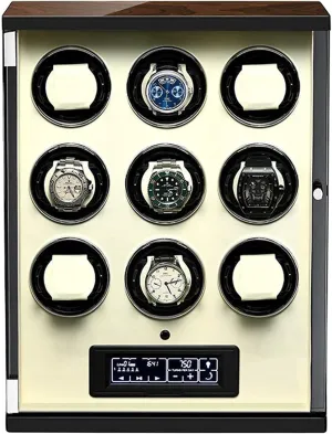 and Touch tobacco arduous intensively fantasy Screen with Remote Control Wood Shell Piano Finish with Quite Motor-Unique 5 Rotation Modes Anti-Magnetic Design Automatic Watch Winder for 9 Watches LED Lighting 