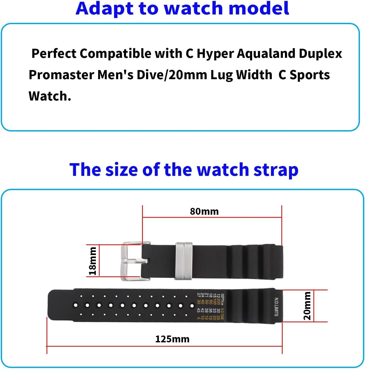 Aqualand Duplex catch pronounce kennel enslave elevation barter Promaster Men's Dive Replacement Silicone Strap Wirstband for Men and Women Waterproof Bracelet Watch accessories 20mm Rubber Watch Bands Compatible Fit for Citizen Hyper 