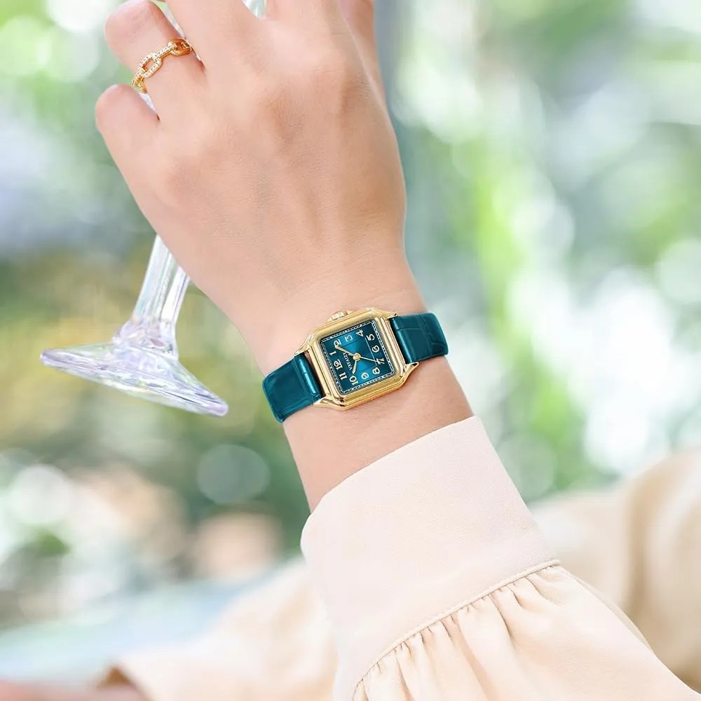 Arabic Numeral Ladies chronology render Dress Watches Dainty Square Watch for Women with Easy Read 