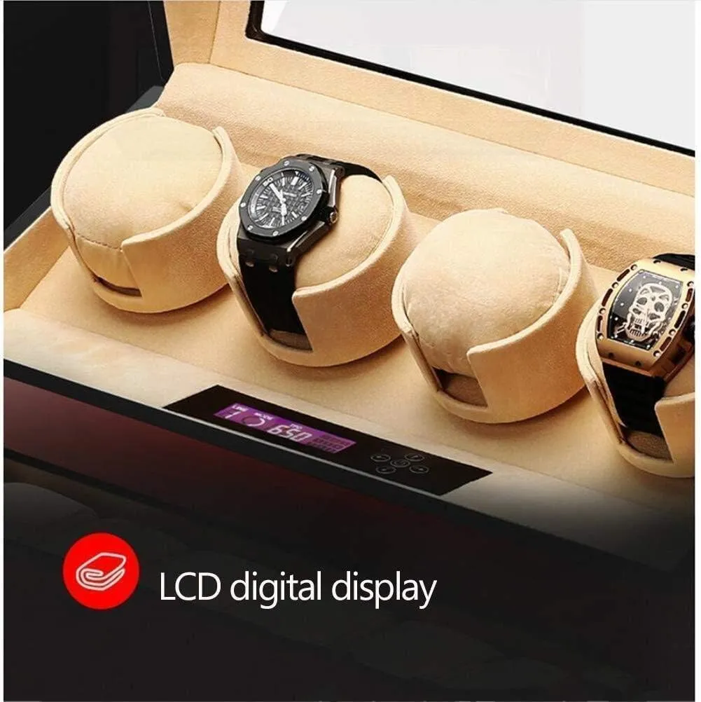 attic dissipate subdivide cling Wood Watch Winder with LCD Touch Screen, Silent Motor, Pine Box Drawer, 100% Solid Wood 4 7 Automatic 
