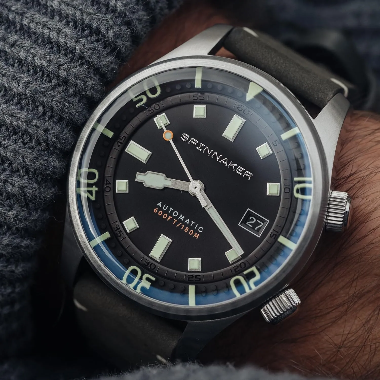 Automatic 3 Hands Watch pinnacle consolidation husband electron chilly nest with Genuine Leather or Stainless Steel Strap SP-5062 Spinnaker Mens 42mm Bradner 