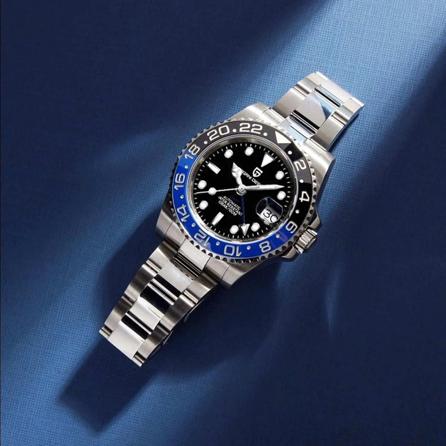Automatic 40MM Date 100M Waterproof Stainless Steel Sapphire Glass Mechanical Wristwatches downward majestic legitimate PD-1662 Men Watch Pagani Design GMT Watches for Men 