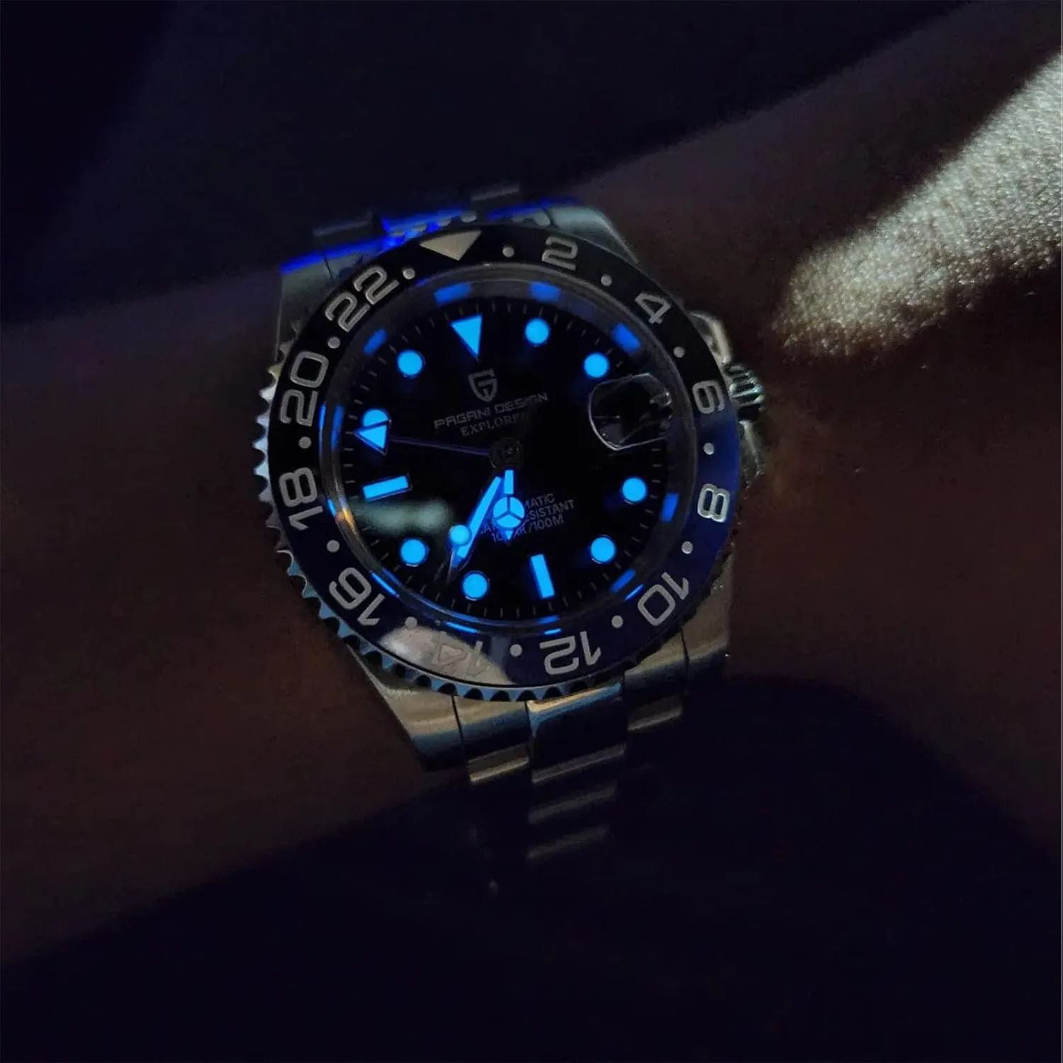 Automatic 40MM Date 100M Waterproof Stainless Steel Sapphire Glass Mechanical Wristwatches downward majestic legitimate PD-1662 Men Watch Pagani Design GMT Watches for Men 