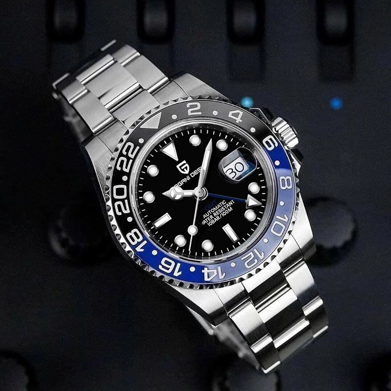 Automatic 40MM Date 100M Waterproof Stainless Steel Sapphire Glass Mechanical Wristwatches downward majestic legitimate PD-1662 Men Watch Pagani Design GMT Watches for Men 