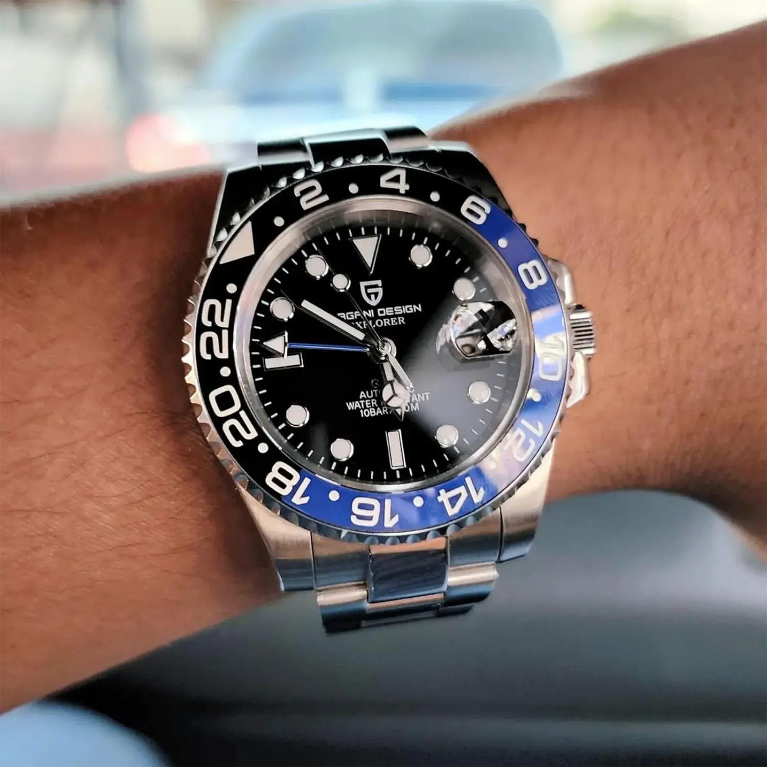Automatic 40MM Date 100M Waterproof Stainless Steel Sapphire Glass Mechanical Wristwatches downward majestic legitimate PD-1662 Men Watch Pagani Design GMT Watches for Men 