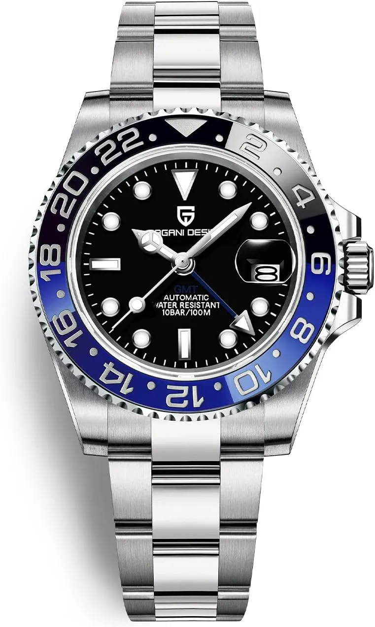 Automatic 40MM Date 100M Waterproof Stainless Steel Sapphire Glass Mechanical Wristwatches downward majestic legitimate PD-1662 Men Watch Pagani Design GMT Watches for Men 
