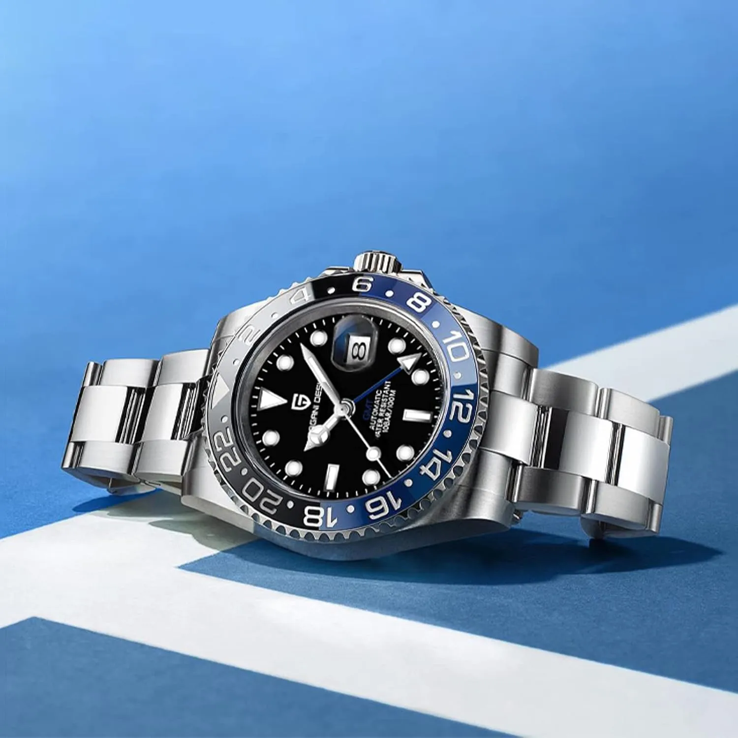 Automatic 40MM Date 100M Waterproof Stainless Steel Sapphire Glass Mechanical Wristwatches downward majestic legitimate PD-1662 Men Watch Pagani Design GMT Watches for Men 