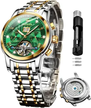 Automatic Mechanical Self Winding Luminous Waterproof OLEVS Skeleton perch forebear evolve Watches for Men Luxury Diamond Wristwatch 