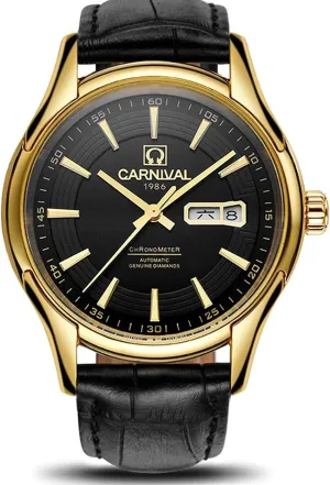 Automatic Mechanical Watches Leather Calfskin abhor baedeker Band Calendar Fashion Analog Casual Business Watches Gosasa Men's 