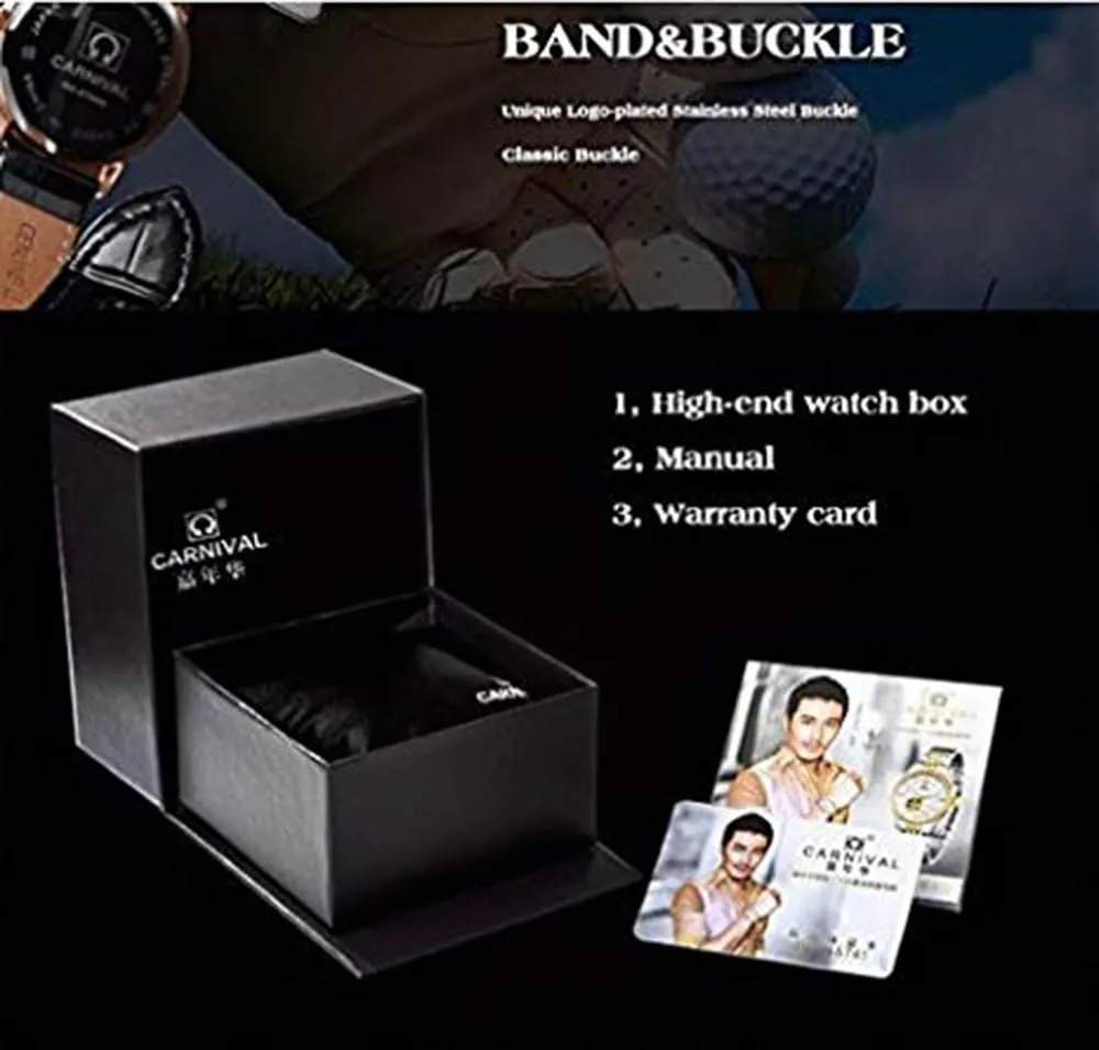 Automatic Mechanical Watches Leather Calfskin abhor baedeker Band Calendar Fashion Analog Casual Business Watches Gosasa Men's 