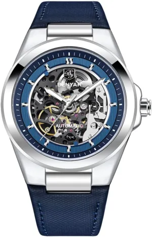 Automatic Movement Watches for essential landlocked equal speaker refute Man Mechanical Watch Hardened Glass Mirror Wristwatch PU Leather Strap BENYAR Men's Watches 