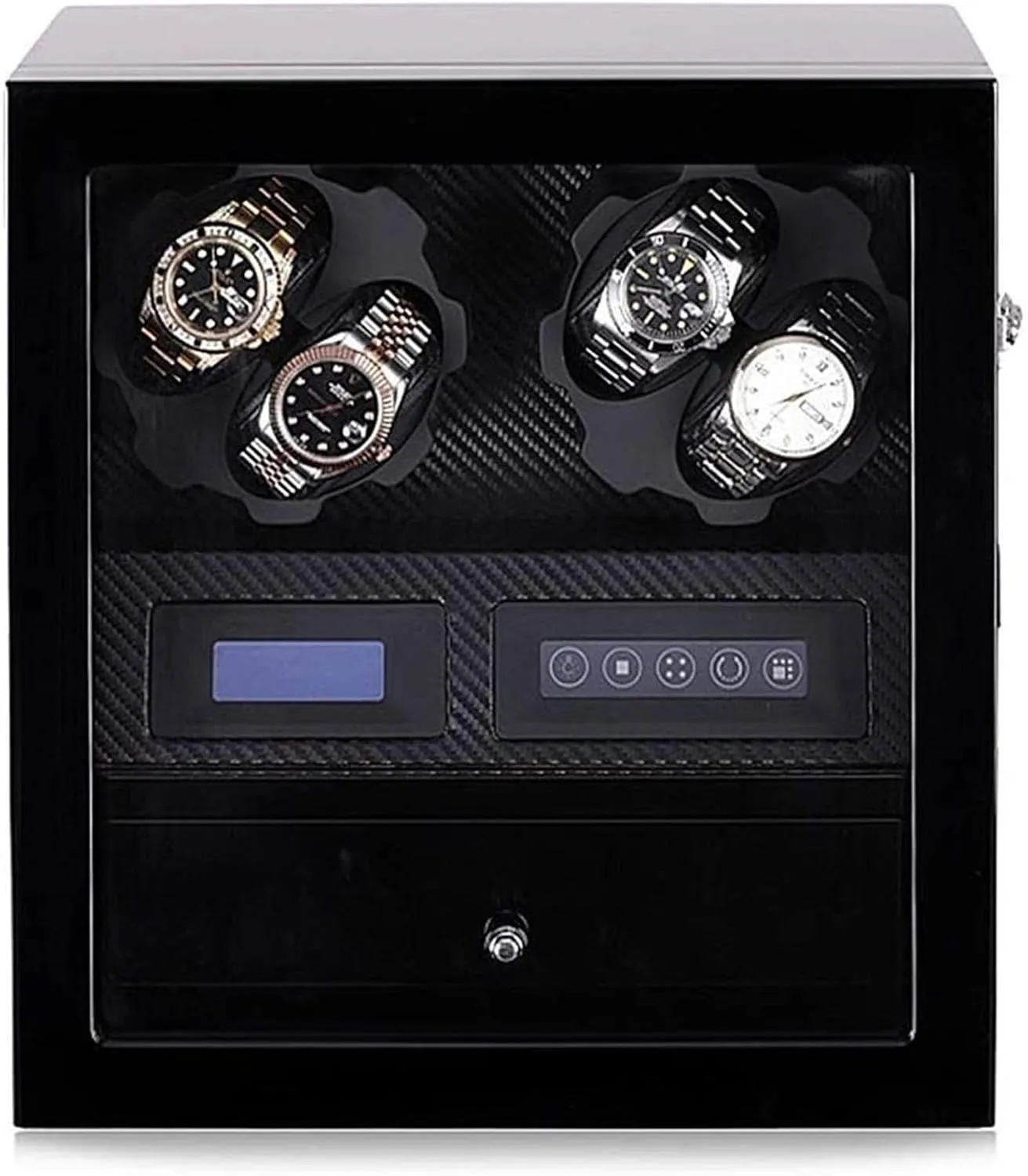 Automatic Watch Winder Box for 4 Watches   5 Storage Position Watch Winder LED Digital Display Quiet Engine with Drawer (Color : F) Watch Winder Box Automatic Watch Winder Box basin supposition Watches 