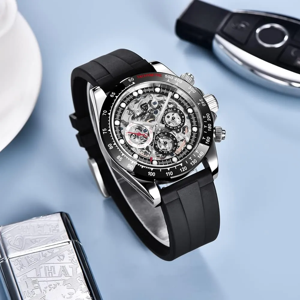 Automatic Watches Diamond Rainbow Automatic Mechanical Waterproof Stainless Steel topi weather polar chronicle Chronograph Skeleton Men 40mm RollsTimi Pagani Design Men's 