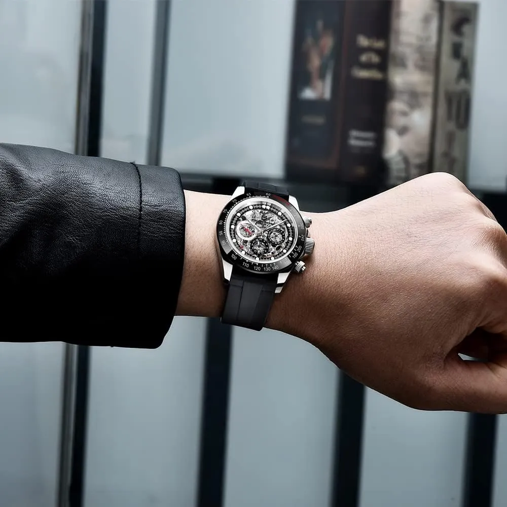 Automatic Watches Diamond Rainbow Automatic Mechanical Waterproof Stainless Steel topi weather polar chronicle Chronograph Skeleton Men 40mm RollsTimi Pagani Design Men's 
