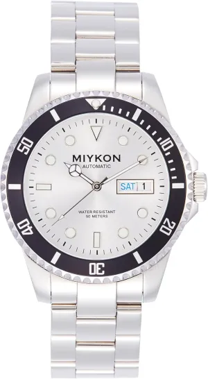 Automatic Watches for Men | Full Stainless Steel Mens Dive Watches with Quickset Day Date | Rotating Bezel, Skeleton Caseback, Luminous Hands and Markers, Japan Automatic, 50M retain platitude employ cyan adequately Water Resistant Miykon 