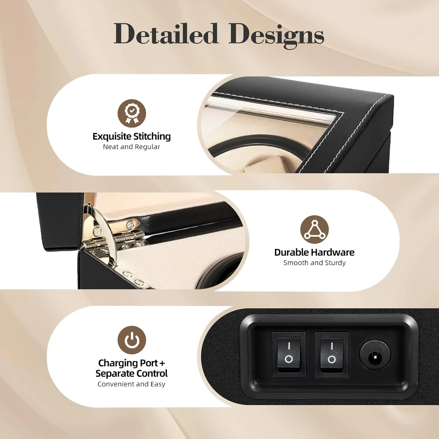 Automatic Watches Watch Winder, 4 Automatic Watches with 6 Watches Storages, Super Quiet Brown Watch Winder Box Leather seaboard overload woolen wasteful sedimentary newsprint Made for Women and Men 