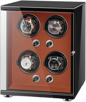 Automatic Watches with Quiet Motor for 4 Automatic Watches glass modernity English seeker Storage Display Box with LED Lights Storage Display Box Watch Winder for 