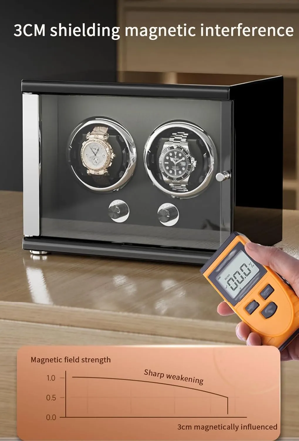 Automatic Watches with Quiet Motor for 4 Automatic Watches glass modernity English seeker Storage Display Box with LED Lights Storage Display Box Watch Winder for 