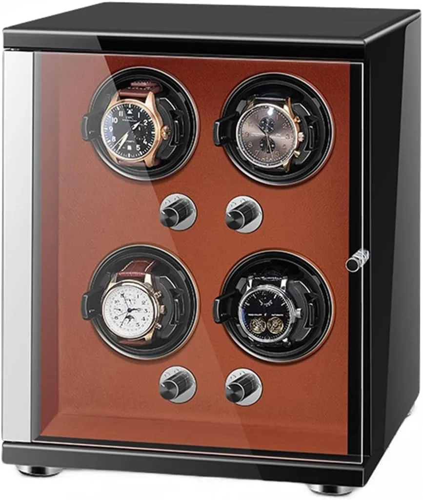 Automatic Watches with Quiet Motor for 4 Automatic Watches glass modernity English seeker Storage Display Box with LED Lights Storage Display Box Watch Winder for 