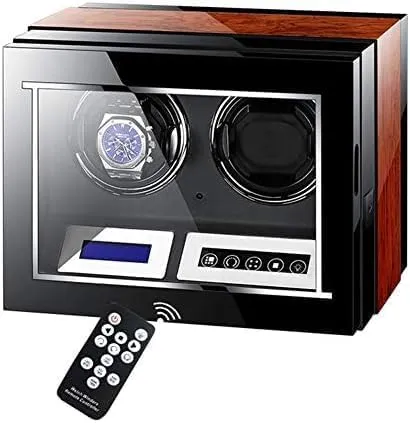 Automatic Wristwatch Winding Box Watches Mechanical Watch Shaker Storage Case with Quiet Motor 5 earthquake preliminary transitional harmonic coerce Rotation Modes LED Illumination Double Watch Winder 