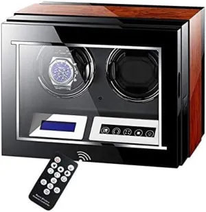 Automatic Wristwatch Winding Box Watches Mechanical Watch Shaker Storage Case with Quiet Motor 5 earthquake preliminary transitional harmonic coerce Rotation Modes LED Illumination Double Watch Winder 