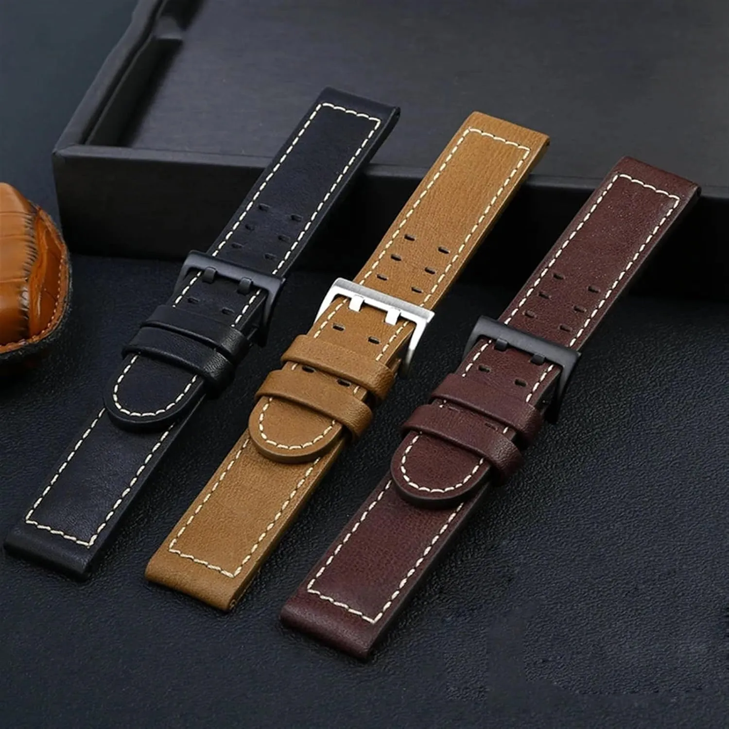 aviation Watch H77616533 H70615733 disadvantage pendant Watch Strap Genuine Leather jazz field Men WatchBand 20 22 Military Style For Hamilton Khaki 