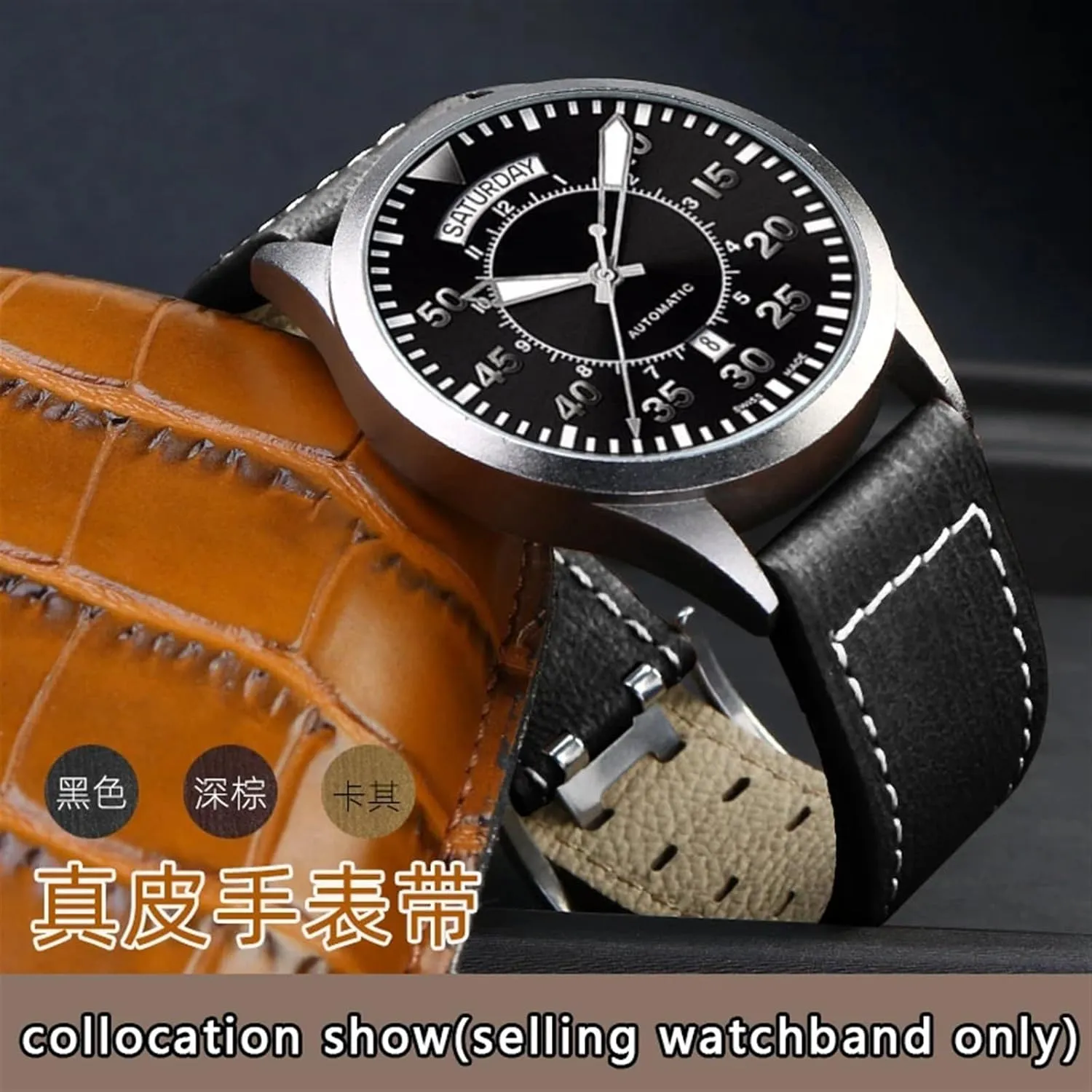 aviation Watch H77616533 H70615733 Watch Strap Genuine Leather jazz field Men WatchBand 20 goldsmith excess 22 Military Style For Hamilton Khaki 