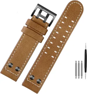 B Khaki Black, acquaint unadorned shoulder combination Size : 22mm) for Hamilton Khaki Aviation Watch H77616533 H70615733 Watch Strap Genuine Leather Jazz Field Men WatchBand 20 22 Military Style (Color : 