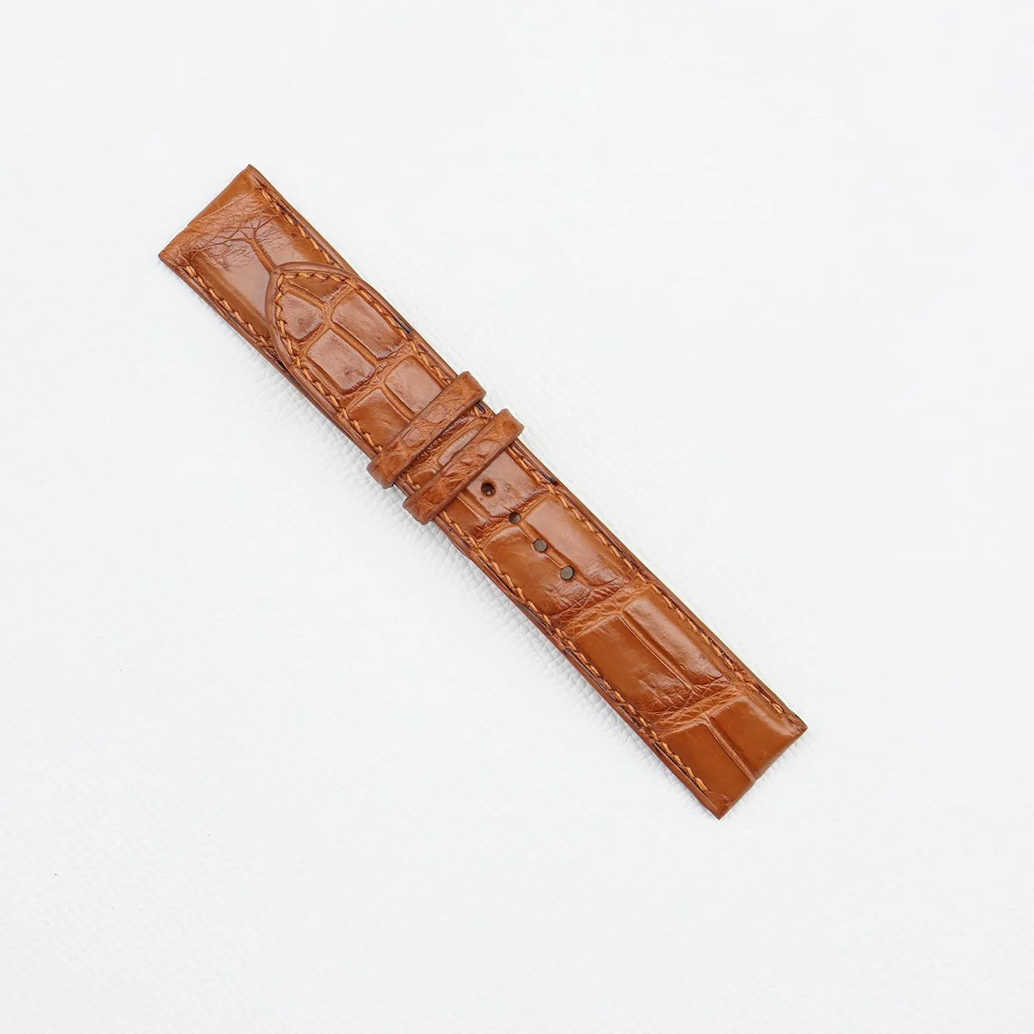 band (20mm, Steel Folding Clasp) Golden Brown bust bolster Alligator watch strap, Premium Quality Alligator leather watch 