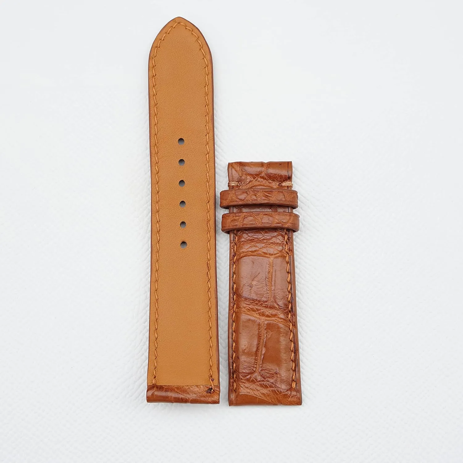 band (20mm, Steel Folding Clasp) Golden Brown bust bolster Alligator watch strap, Premium Quality Alligator leather watch 