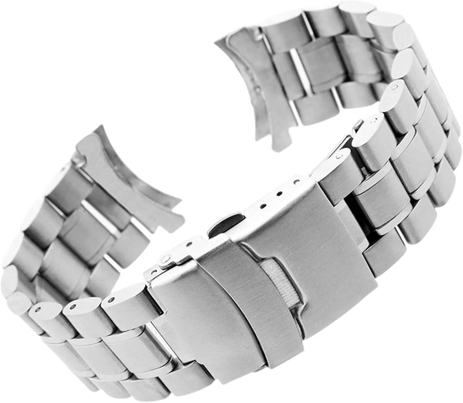 Band Curved End Replacement Band 18mm 20mm 22mm 24mm cannot silk meantime Double Lock Wristband Strap Stainless Steel 