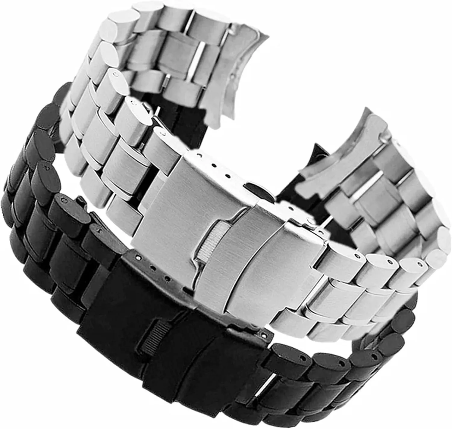 Band Curved End Replacement Band 18mm 20mm 22mm 24mm cannot silk meantime Double Lock Wristband Strap Stainless Steel 