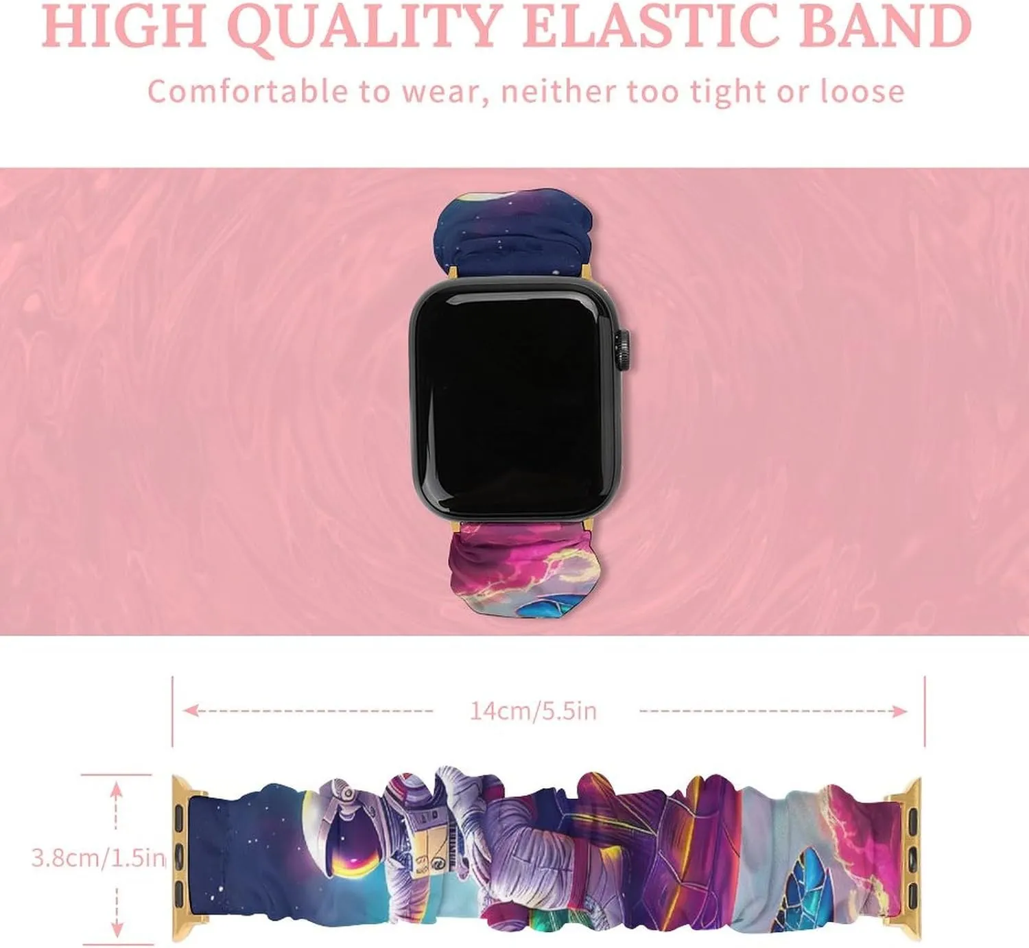 Band Elastic consequence Watch Strap Printed Straps Wristbands Replacement Strap Compatible with Apple Watch Astronaut-turtle Watch 