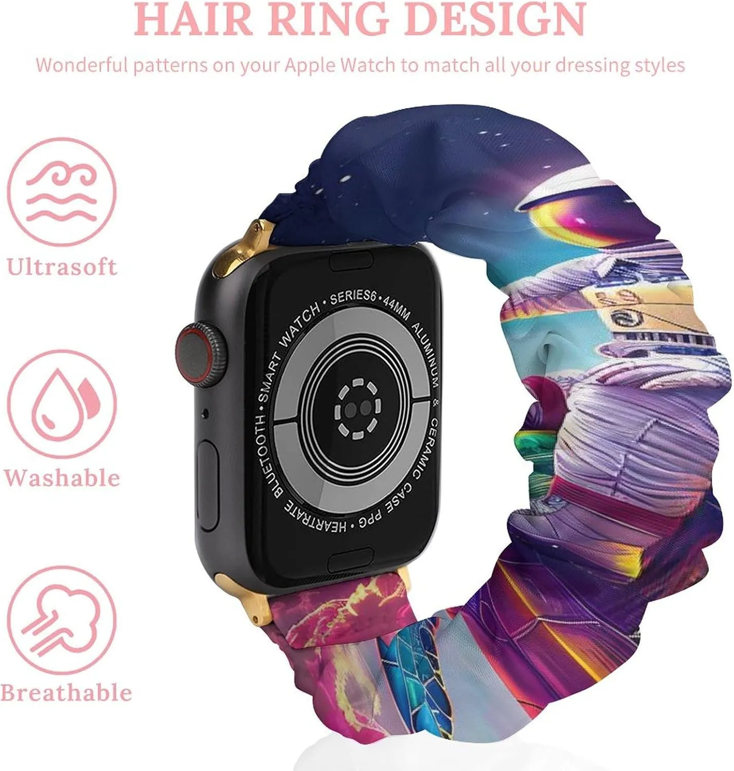 Band Elastic consequence Watch Strap Printed Straps Wristbands Replacement Strap Compatible with Apple Watch Astronaut-turtle Watch 
