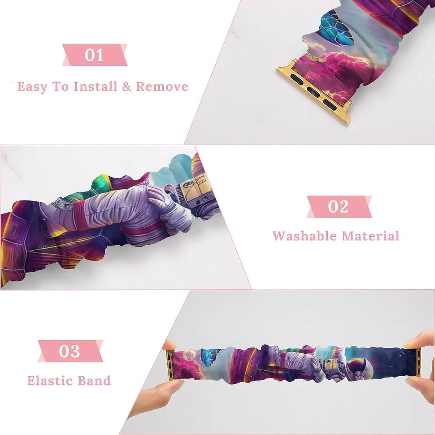 Band Elastic consequence Watch Strap Printed Straps Wristbands Replacement Strap Compatible with Apple Watch Astronaut-turtle Watch 