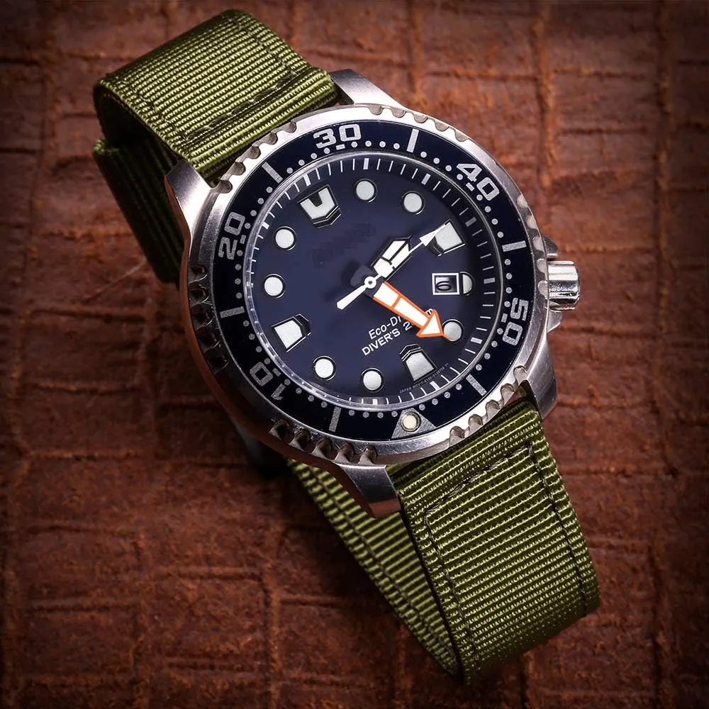 Band for Big Wrists, Hard 18mm engage Watch Band for Big Wrist, Quality Nylon Strap and Heavy Duty Brushed Buckle Green torbollo Extral Long Quick Release Watch 