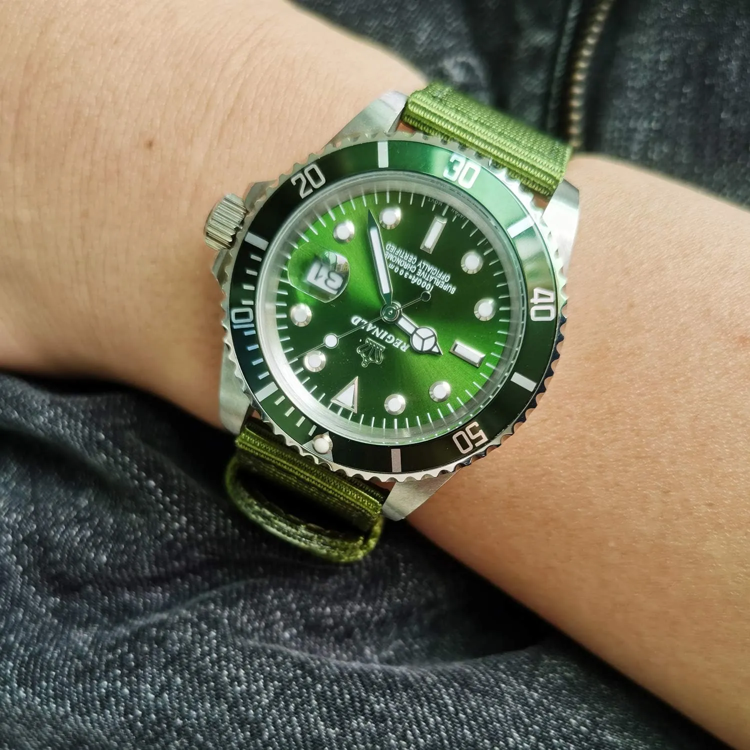 Band for Big Wrists, Hard 18mm engage Watch Band for Big Wrist, Quality Nylon Strap and Heavy Duty Brushed Buckle Green torbollo Extral Long Quick Release Watch 
