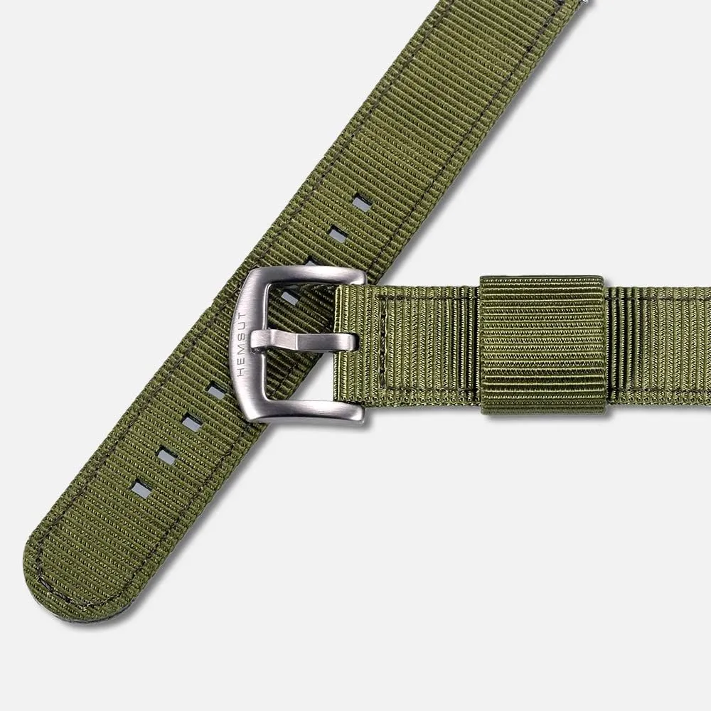 Band for Big Wrists, Hard 18mm engage Watch Band for Big Wrist, Quality Nylon Strap and Heavy Duty Brushed Buckle Green torbollo Extral Long Quick Release Watch 