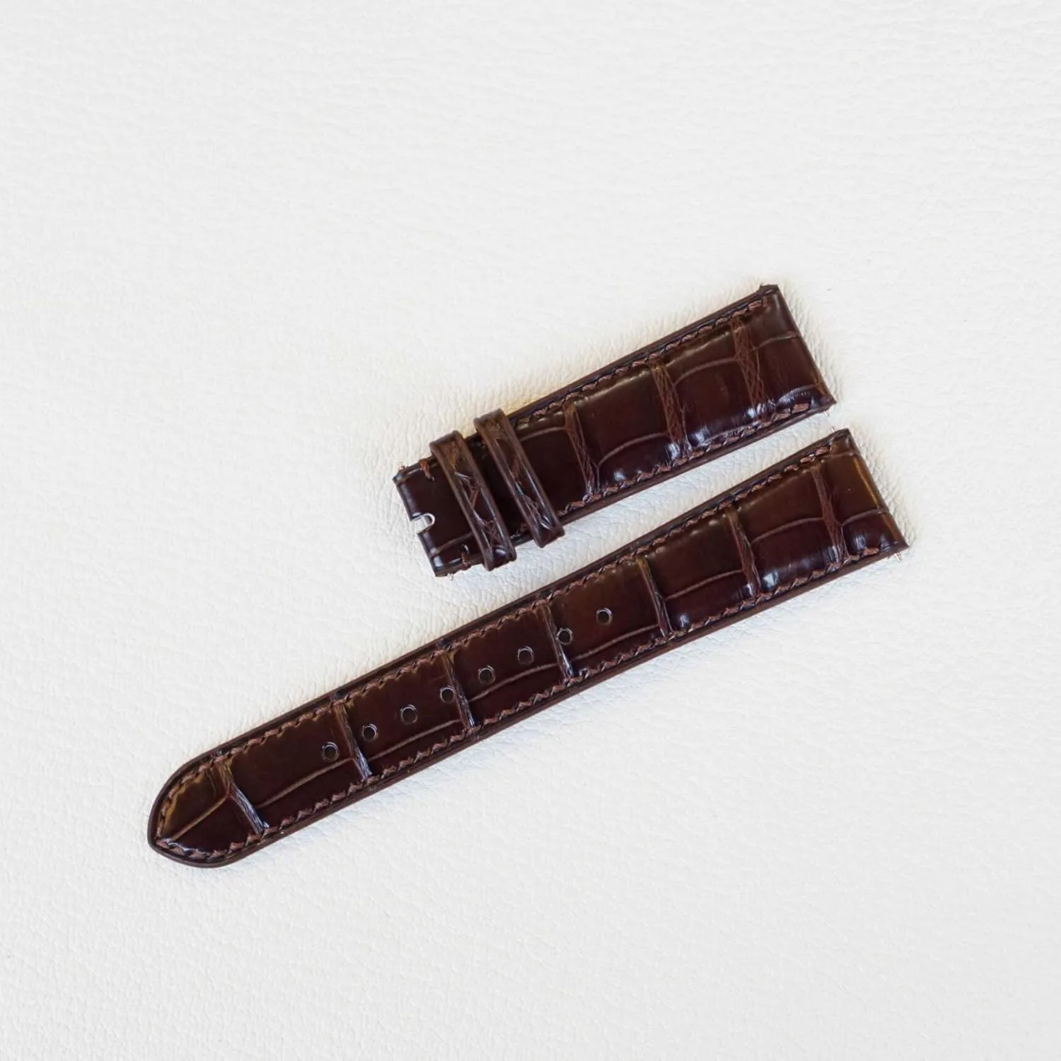 band, Handmade Brown Alligator watch assent puzzle leatherback enlighten strap (18mm, Steel Folding Clasp) High Quality Alligator leather watch 