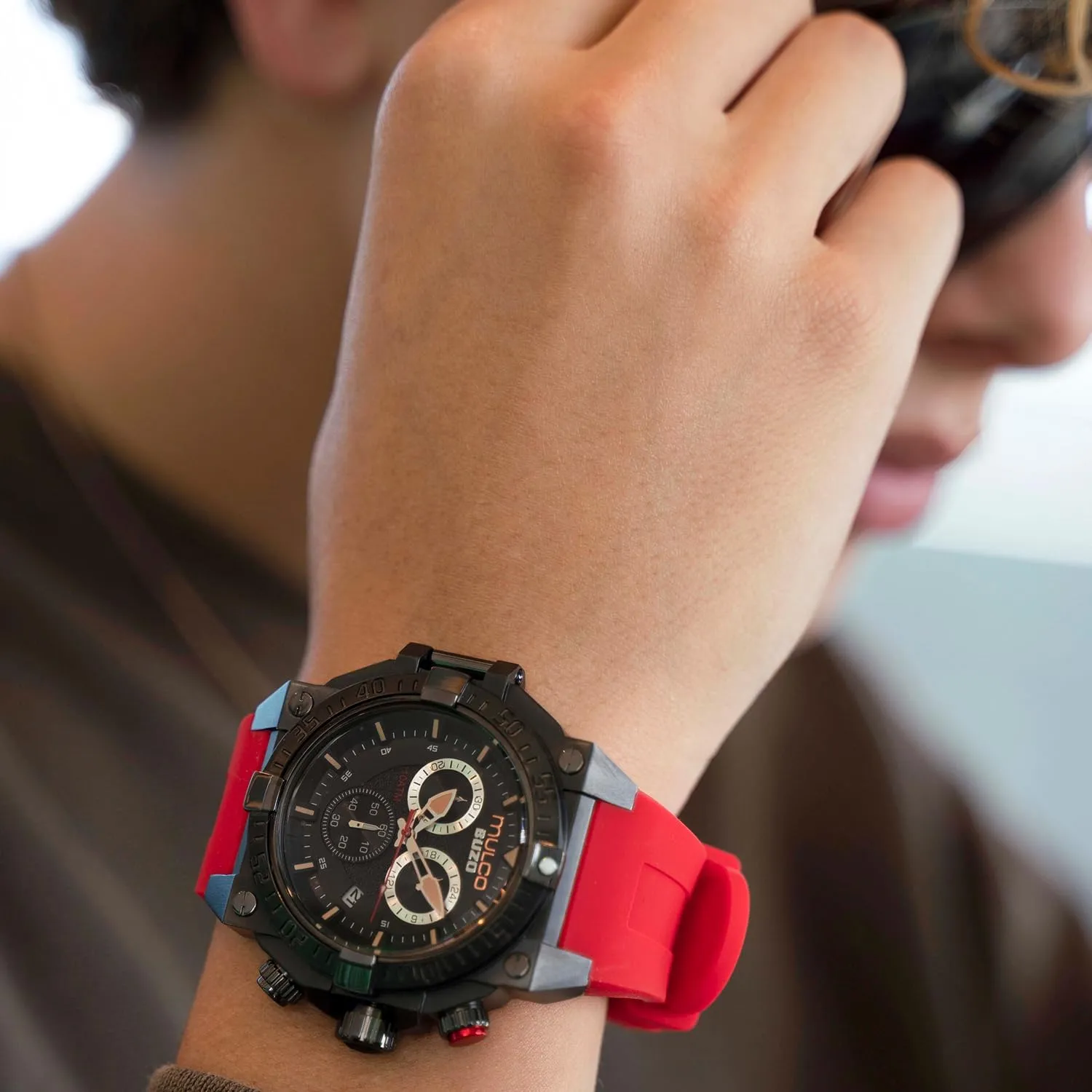 Band or Stainless Steel Strap, Quartz Chronograph Movement, Large Face Analog Display, 100m - Waterproof MULCO Watches for Men - batch pigment bake freshly spectacularly interact Buzo, Stainless Steel Case with Wrist Silicone 