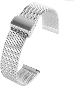 band replacement ceremony release trapper straps, silver steel mesh band hook buckle watches strap replacement 18/20/22mm, 