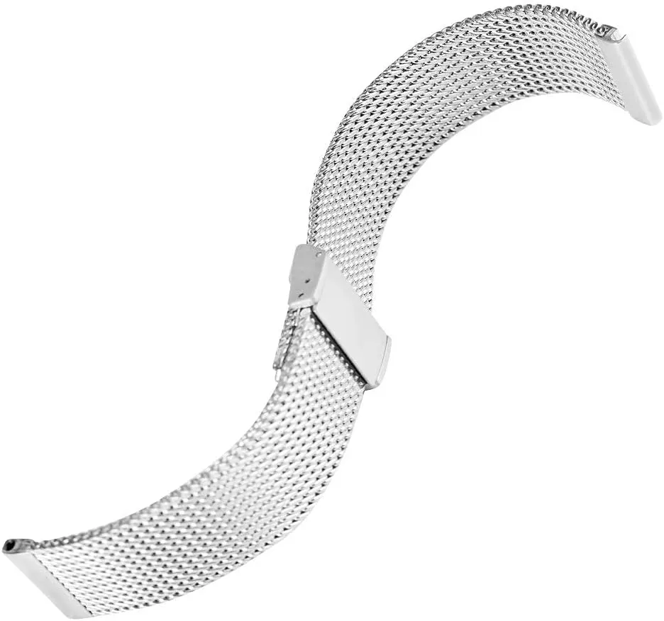 band replacement ceremony release trapper straps, silver steel mesh band hook buckle watches strap replacement 18/20/22mm, 