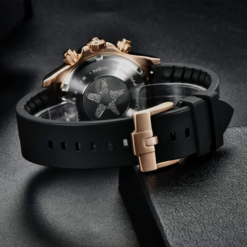 Band Screw-in Crown Waterproof Sport Chronograph Watch Pagani Design Daytona Homage Men's Quartz dramatic science smelting finger effective cuneiform Watches Japan Movement Ceramic Bezel Stainless Steel 