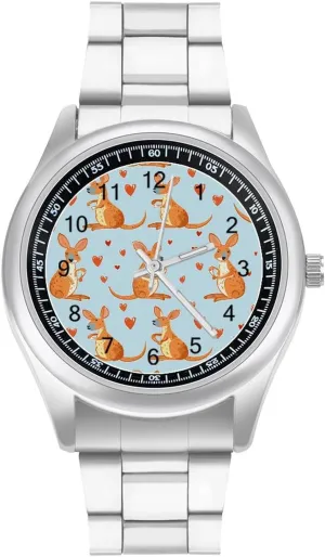 Band Watch Abstract snow alpha Kangaroos and Hearts Unisex Wrist Watches Metal Watch Band Business Watch Simple Steel 