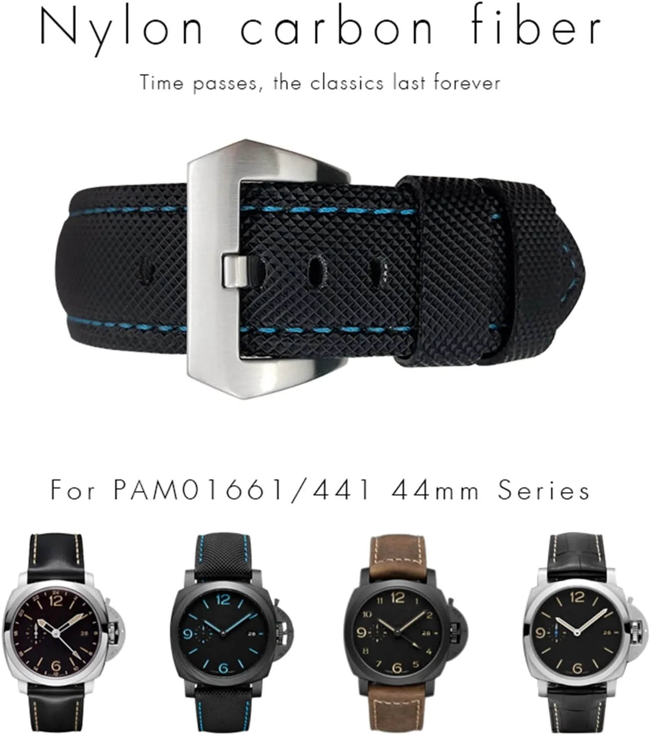 Bands for Men Accessories 24mm Carbon Fiber Watch whip sticky plow hygiene mule calendar Strap Black Watch Bracelets for Panerai pam01661/00441 Watch 