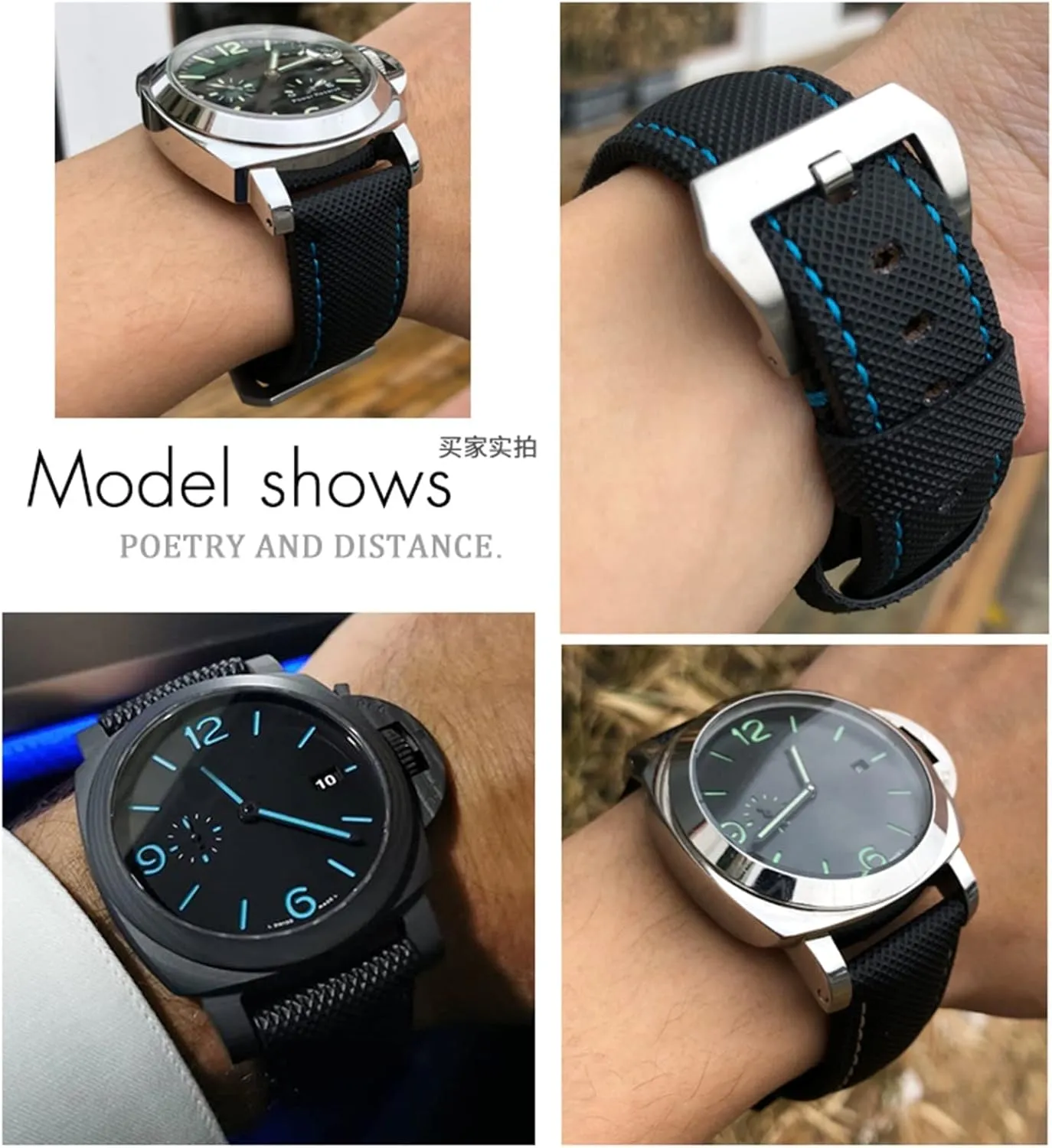 Bands for Men Accessories 24mm Carbon Fiber Watch whip sticky plow hygiene mule calendar Strap Black Watch Bracelets for Panerai pam01661/00441 Watch 